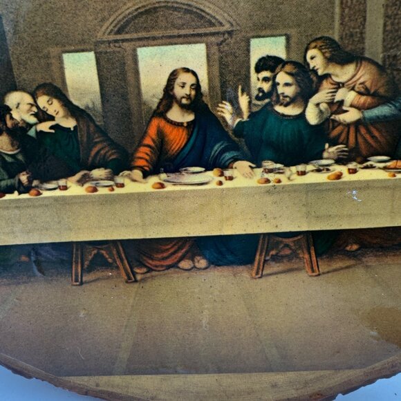 The Last Supper Laquered Wood Wall Art Religious Rustic Home Decor Litho 11 x 9 - Picture 7 of 12
